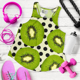 kiwi black dot background Women Racerback Tank Top