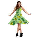 Avocado Pattern Green Background Sleeveless Midi Dress