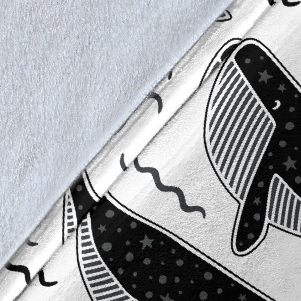 Black Whale Pattern Premium Blanket