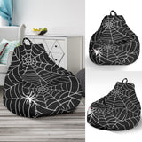 Spider Web Design Pattern Black Background White Cobweb Bean Bag Cover