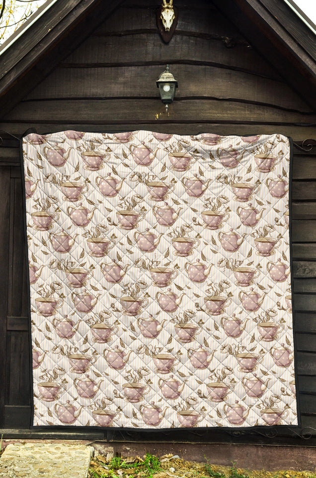 Tea pots Pattern Print Design 03 Premium Quilt
