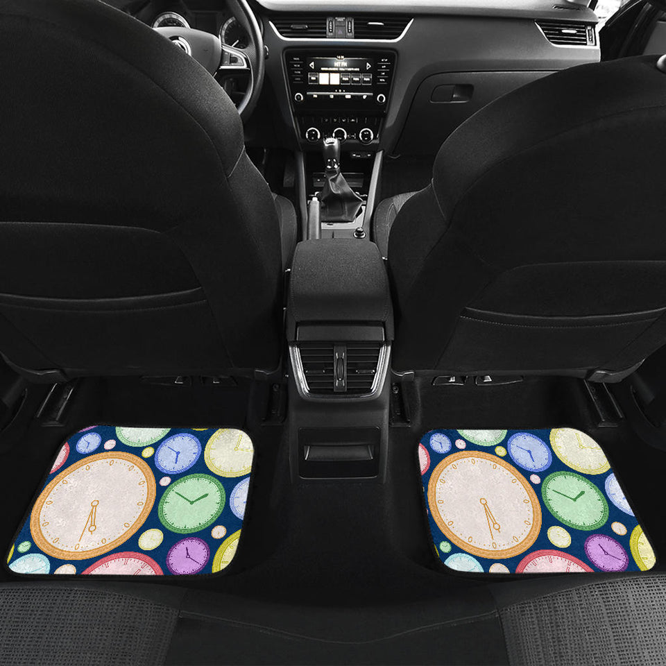 Colorful Clock Background Front And Back Car Mats