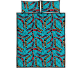 Boomerang Australian aboriginal ornament blue background Quilt Bed Set
