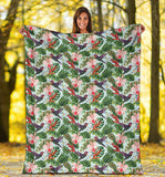 Hummingbird Pattern Print Design 05 Premium Blanket
