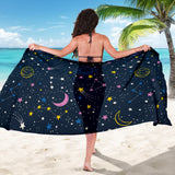 Space Pattern With Planets, Comets, Constellations And Stars Sarong