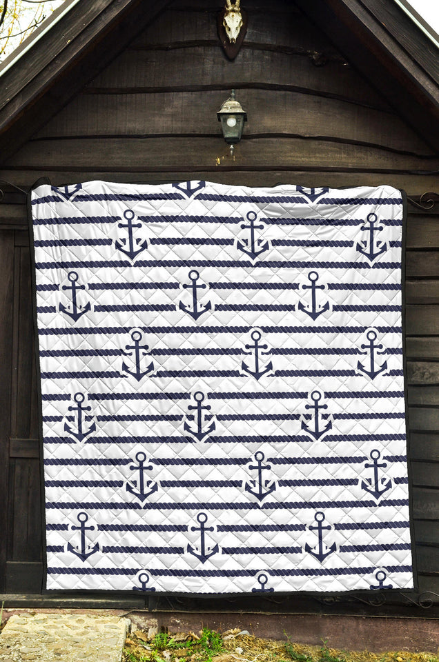 Anchor Rope Nautical  Pattern Premium Quilt