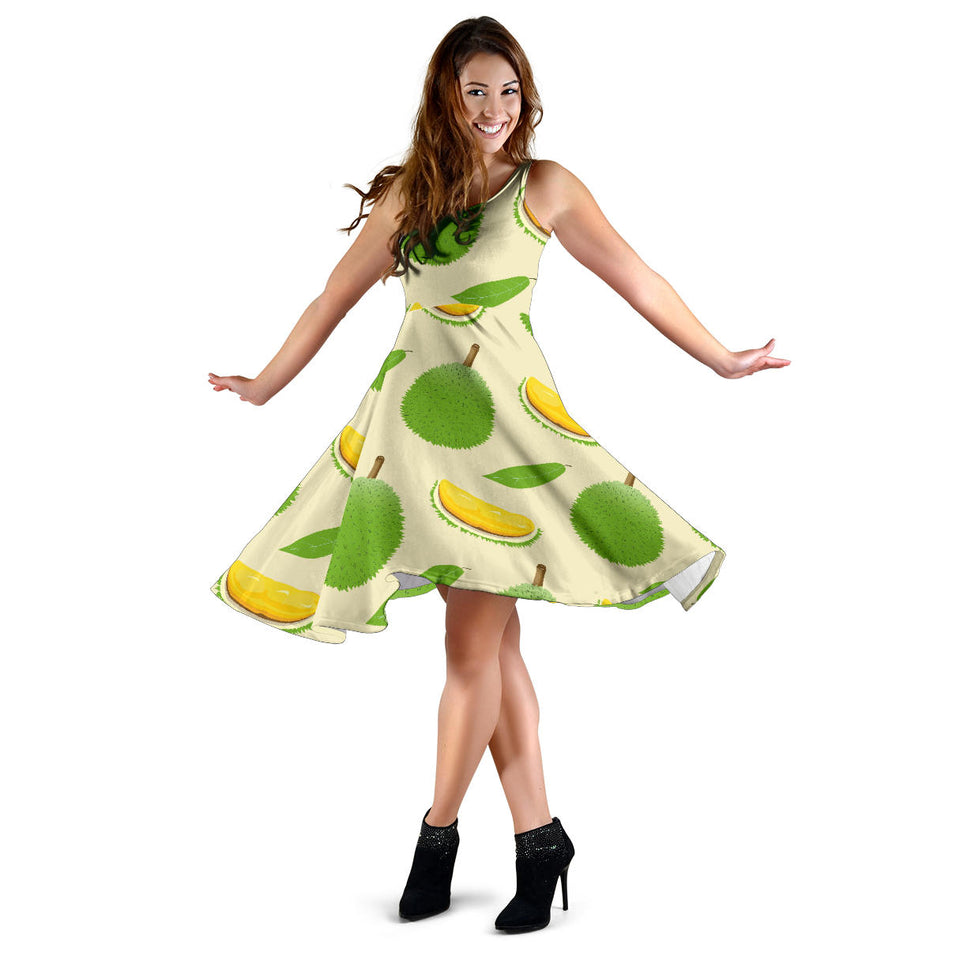 Durian Pattern Sleeveless Midi Dress