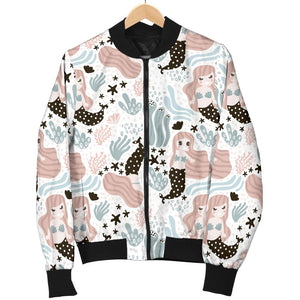 Cute Mermaid Pattern Women'S Bomber Jacket