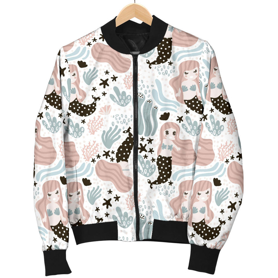 Cute Mermaid Pattern Women'S Bomber Jacket