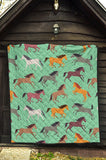 Colorful Horses Pattern Premium Quilt