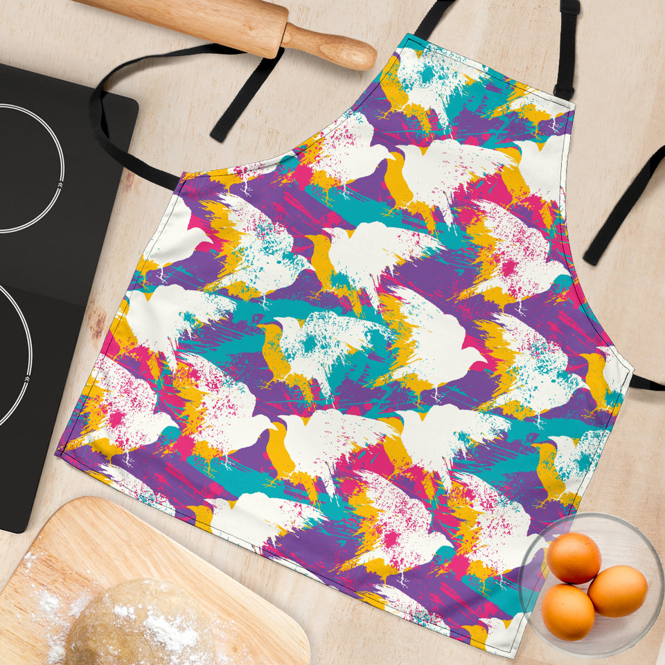Colorful Crow Illustration Pattern Adjustable Apron