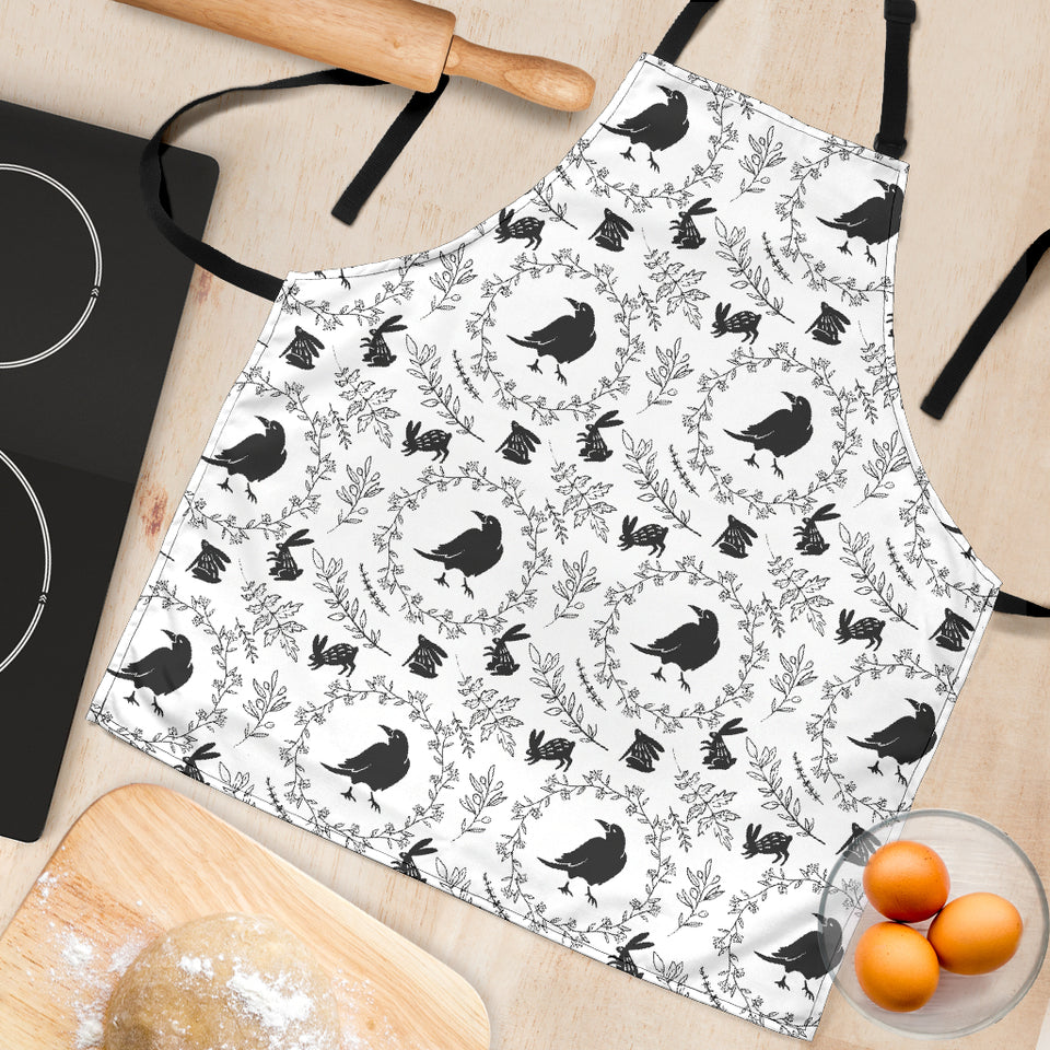 Crows Floral Wreath Rabbit Pattern Adjustable Apron