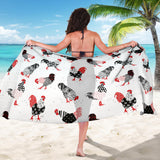 Cool Rooster Chicken Cock Floral Ornament Background Sarong