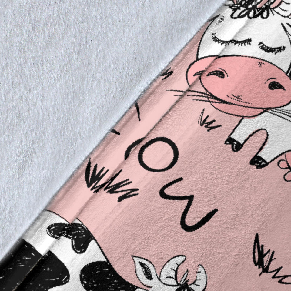 Cows Milk Product Pink Background Premium Blanket