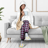 Snowflake Pattern White Background Hooded Blanket