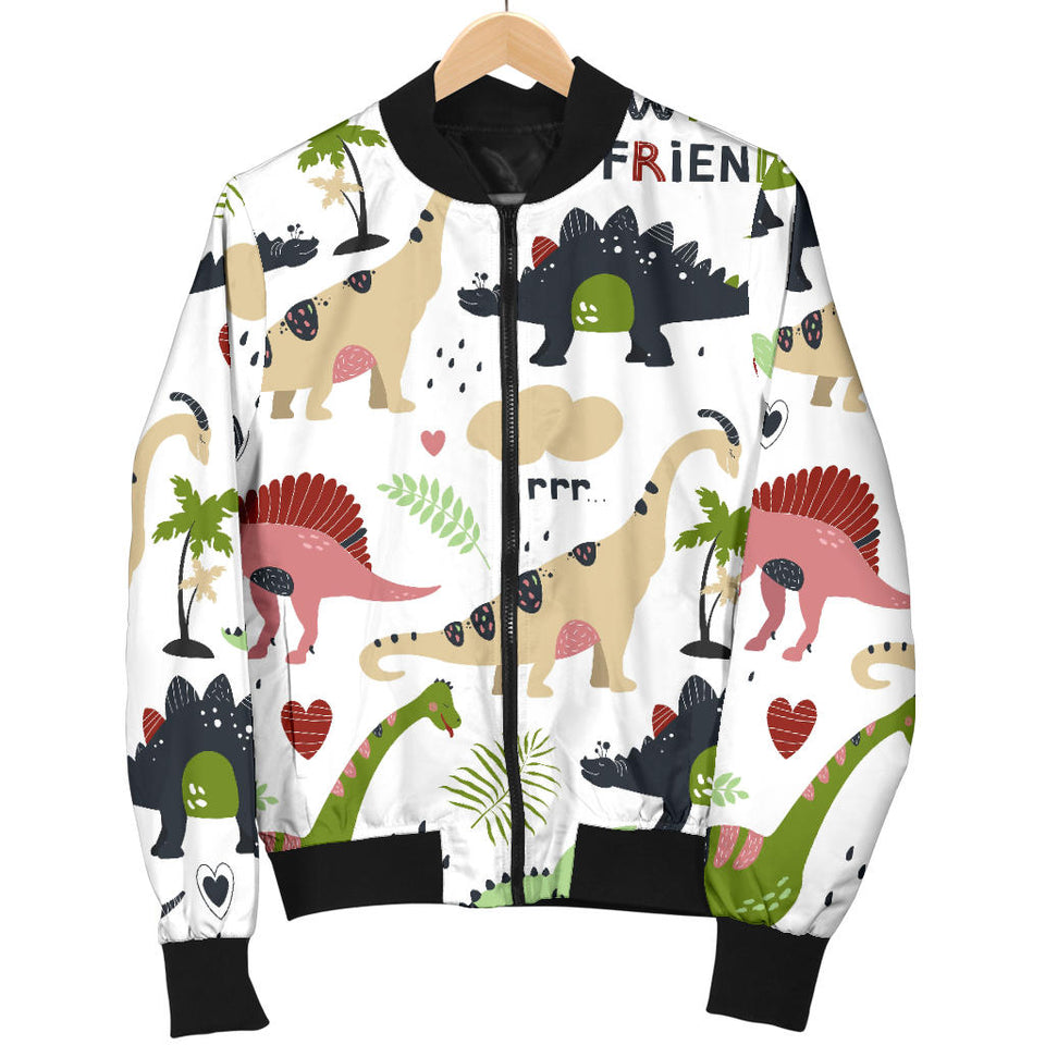 Cute Dinosaurs Pattern Women'S Bomber Jacket