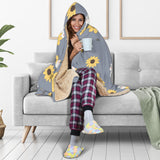 Cute Hamster Sunflower Pattern Background Hooded Blanket