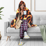Fire Flame Dark Pattern Hooded Blanket