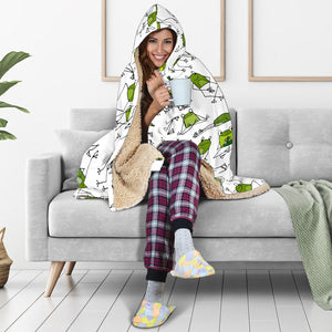 Sketch Funny Frog Pattern Hooded Blanket