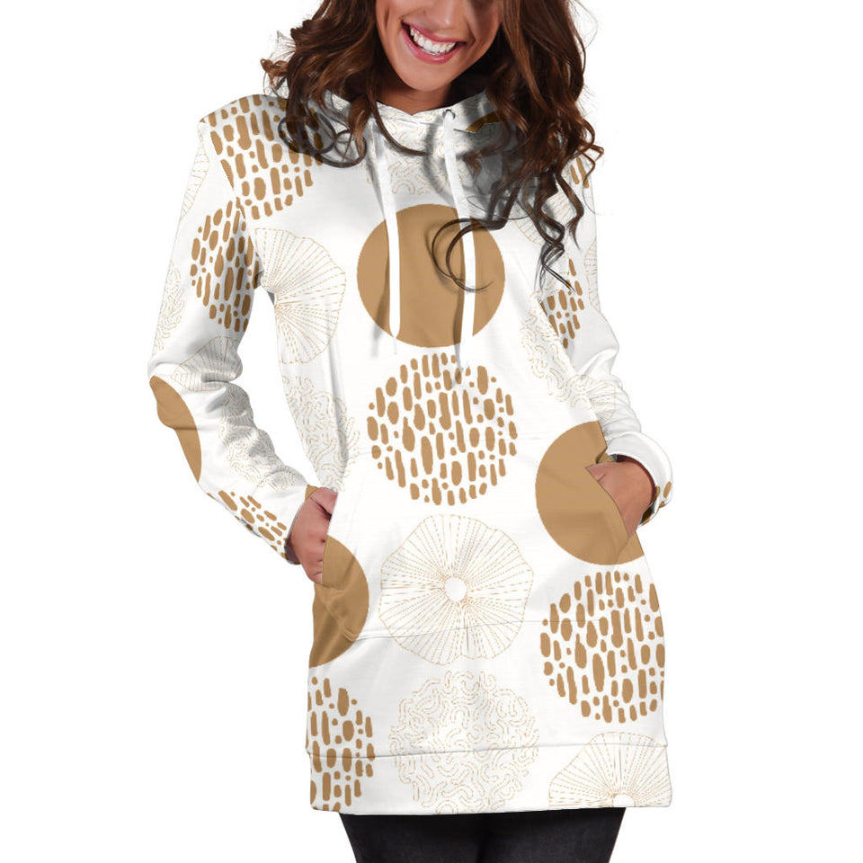 Gold Texture Mushroom Pattern Women'S Hoodie Dress