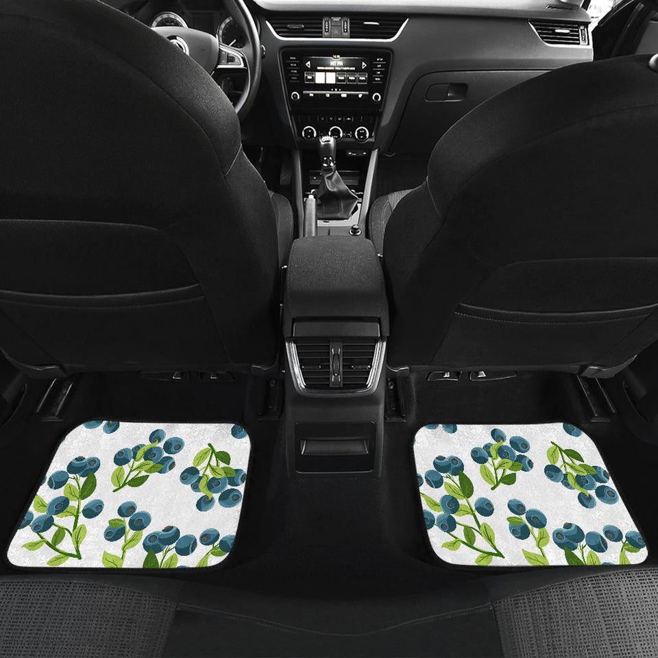 Blueberry White Background Front And Back Car Mats