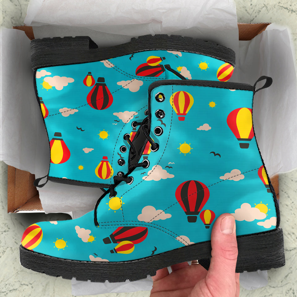 Hot Air Balloon Sky Pattern Leather Boots