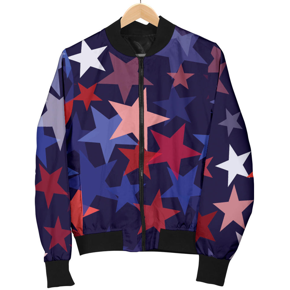 Red Blue Star Pattern Men'S Bomber Jacket