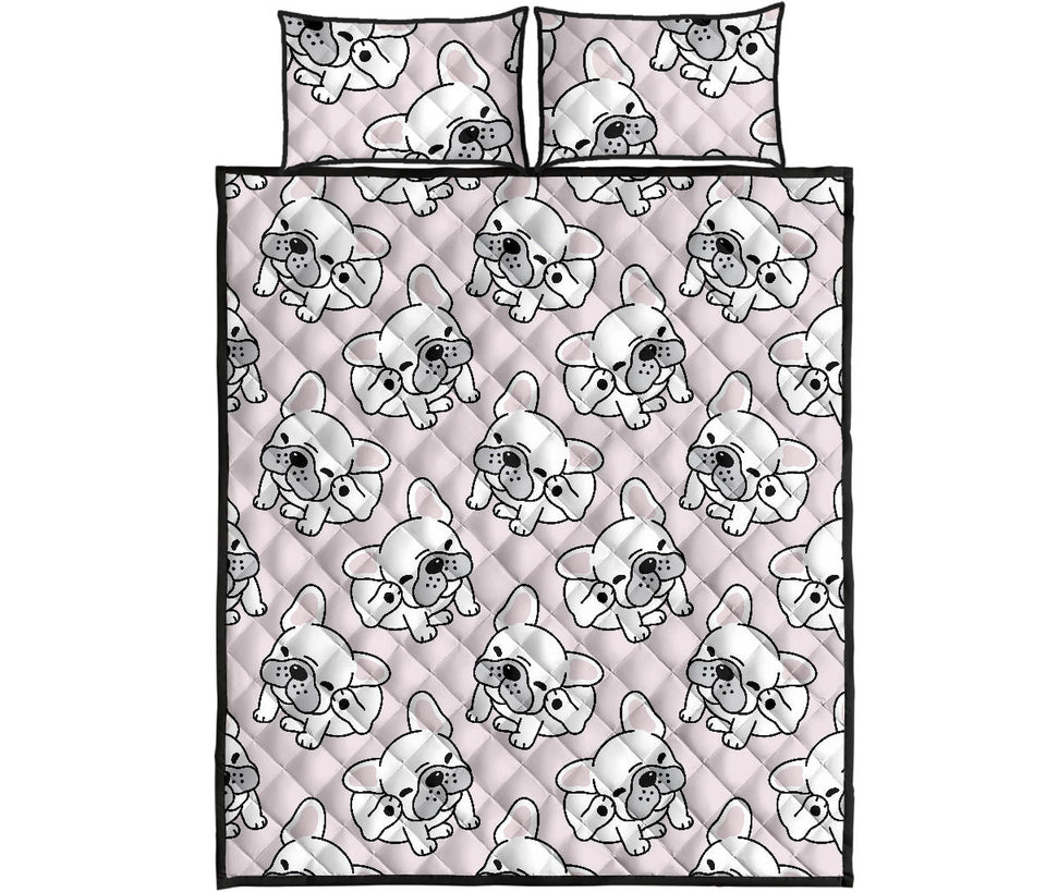 Cute french bulldog pattern Quilt Bed Set