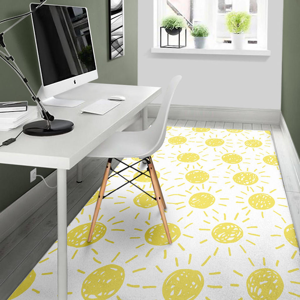 Hand Drawn Sun Pattern Area Rug