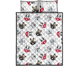 French bulldog cup paw pattern Quilt Bed Set
