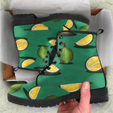 Durian Pattern Green Background Leather Boots