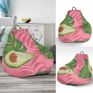 Avocado Slices Leaves Pink Back Ground Bean Bag Cover