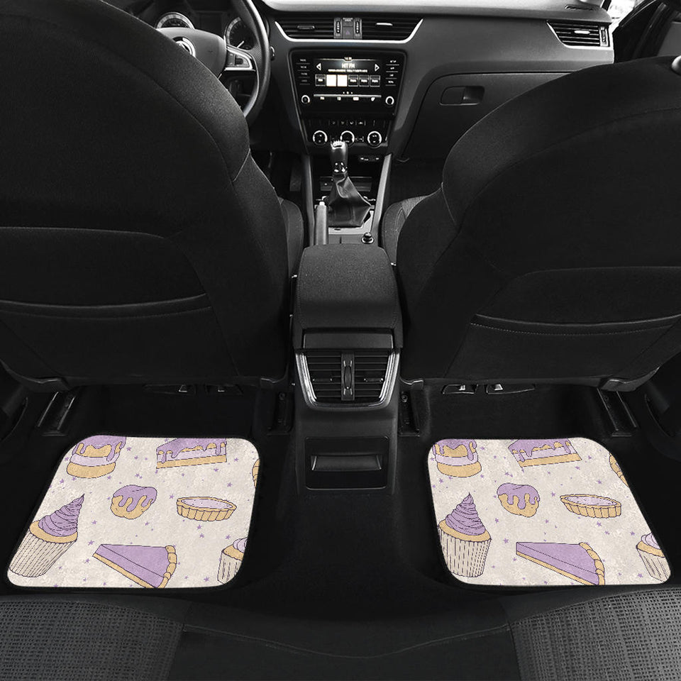 Cakes Pies Tarts Muffins And Eclairs Purple Blueberry Topping Pattern Front And Back Car Mats