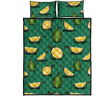 Durian pattern green background Quilt Bed Set