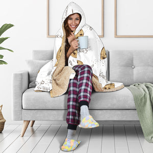 Sketch Style Cookie Pattern Hooded Blanket