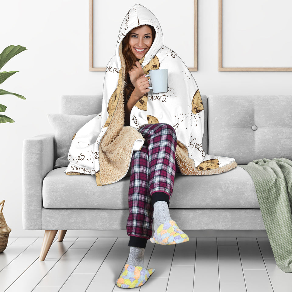 Sketch Style Cookie Pattern Hooded Blanket
