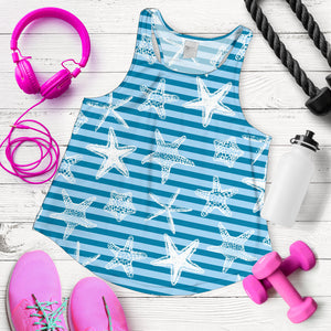 Starfish blue blackground Women Racerback Tank Top