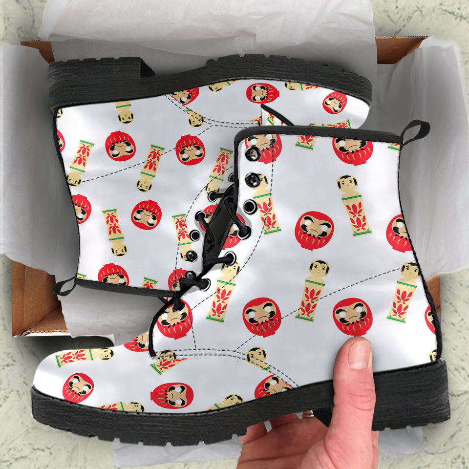 Daruma Japanese Wooden Doll Leather Boots