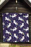 Hand Drawn Cute Unicorn Star Planet Premium Quilt