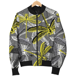 Hand Drawn Dragonfly Pattern Women'S Bomber Jacket