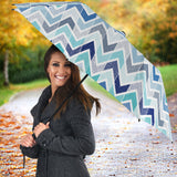 Zigzag  Chevron Blue Pattern Umbrella