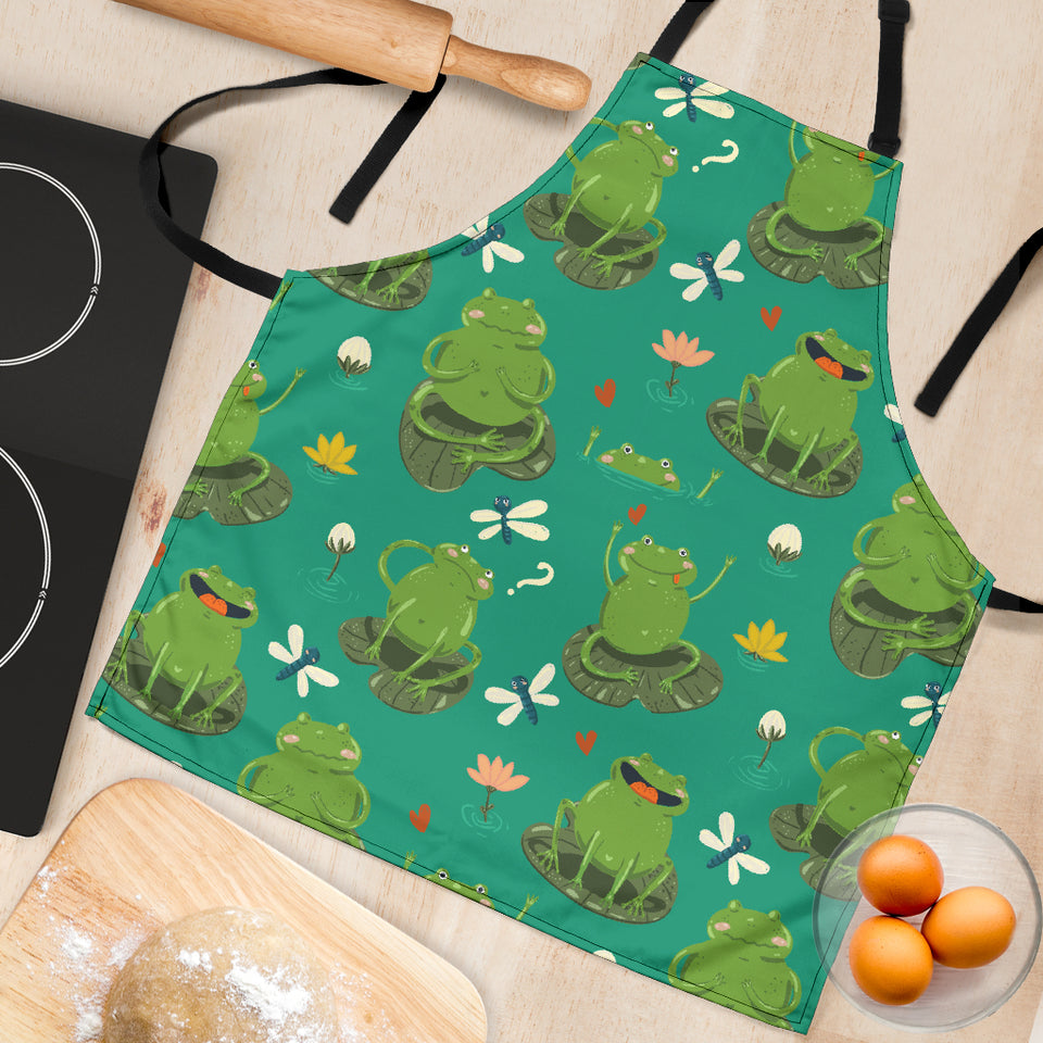 Cute Frog Dragonfly Design Pattern Adjustable Apron