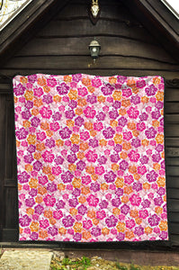 Hibiscus Pattern Print Design 01 Premium Quilt