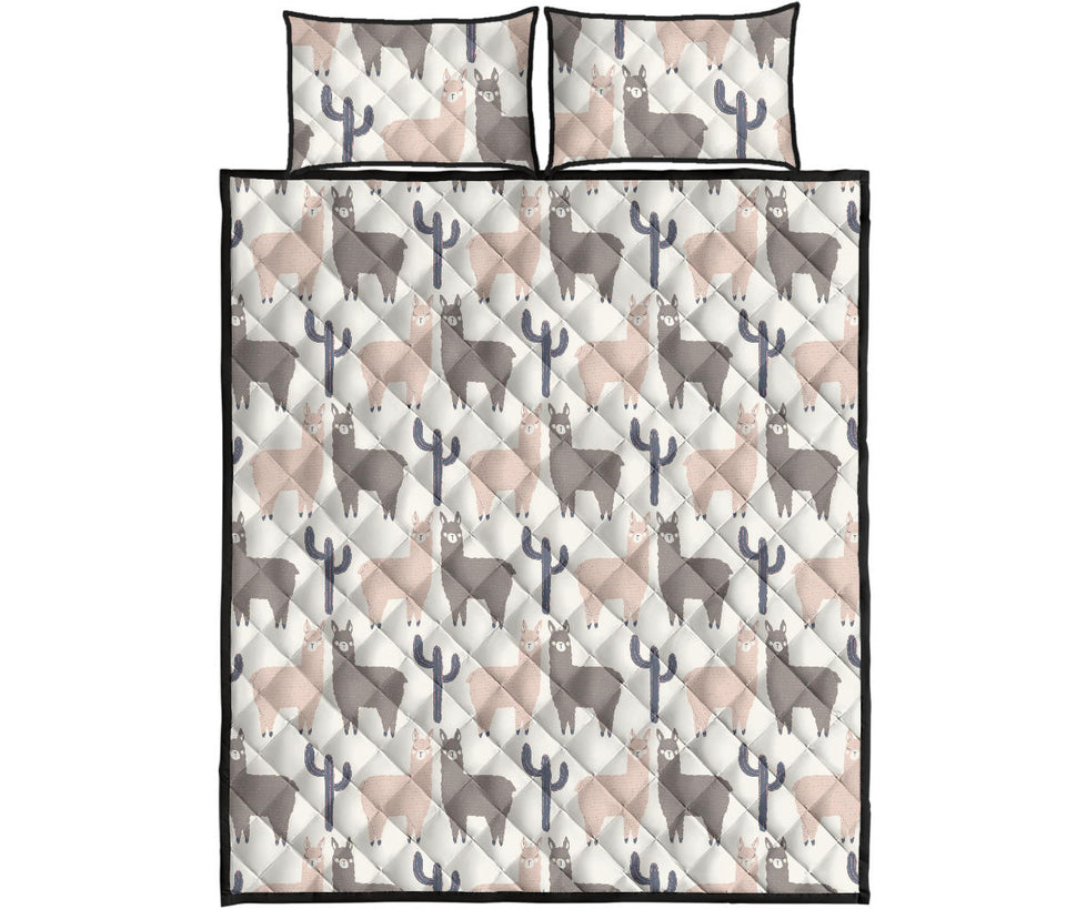 Llama Alpaca pattern Quilt Bed Set
