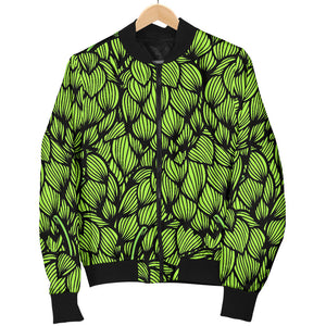 Green Hop Pattern Women'S Bomber Jacket