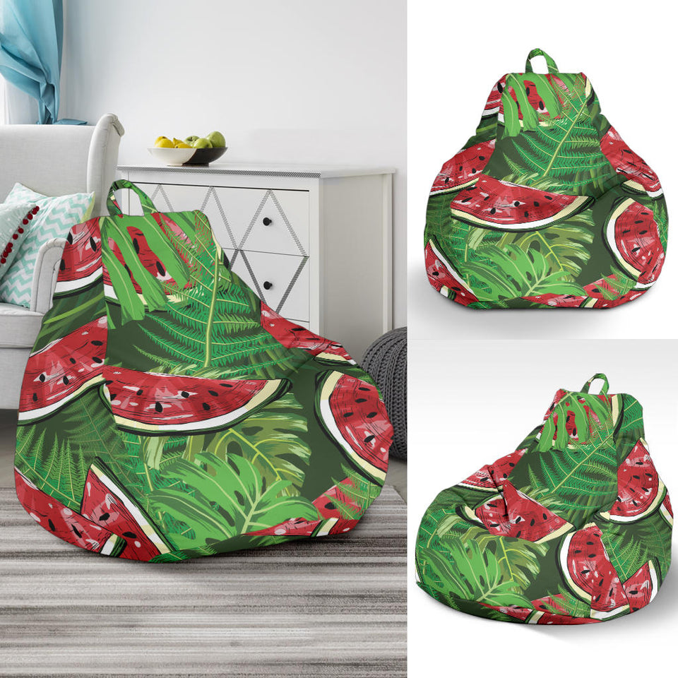 Watermelons Tropical Palm Leaves Pattern Background Bean Bag Cover