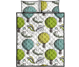 Hot Air Balloon Bird Cloud Pattern Quilt Bed Set