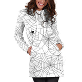 Spider Web Cobweb Pattern White Background Women'S Hoodie Dress
