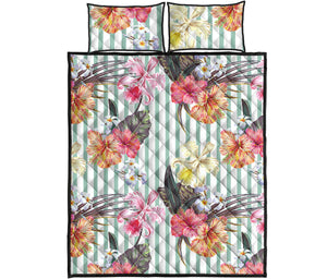Colorful orchid flower pattern Quilt Bed Set