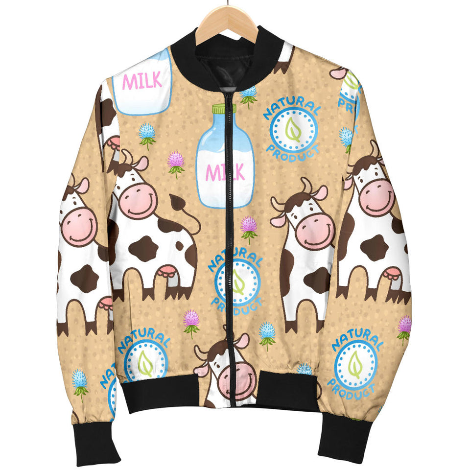 Cow Bottle Of Milk Pattern Women'S Bomber Jacket